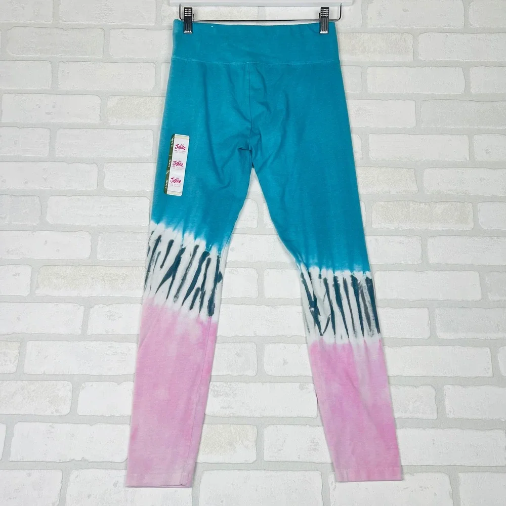 Justice Girls Tie Dye Leggings Turquoise Pink White Active Pants Size XL 16 NEW